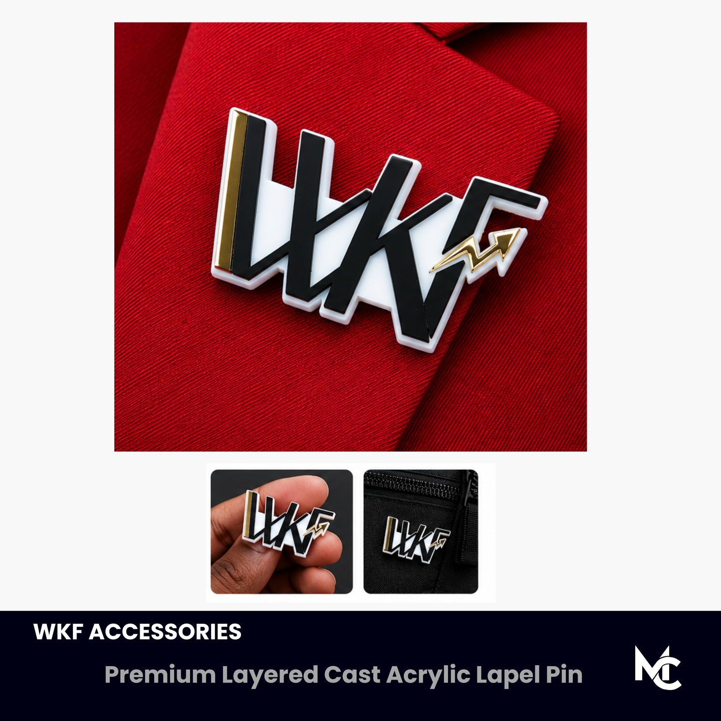 WKF Premium Layered Cast Acrylic Lapel Pin